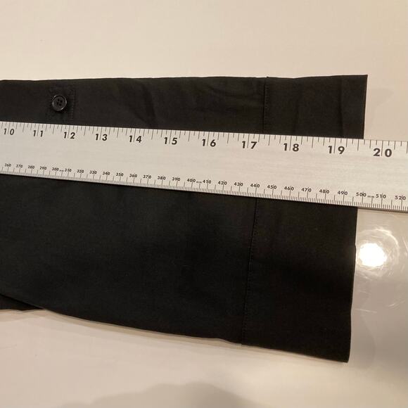 ALICE+OLIVIA Dress ~M Black Poplin Built-In-Skirt Roll-Tab-Slv Mini Knee Office - Picture 10 of 11